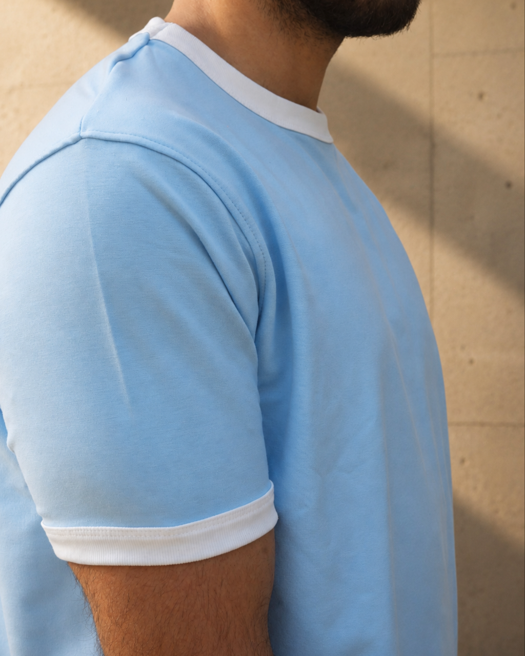 VELEN Ringer Tee — Sky Blue