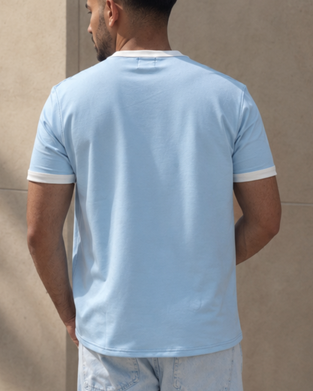 VELEN Ringer Tee — Sky Blue