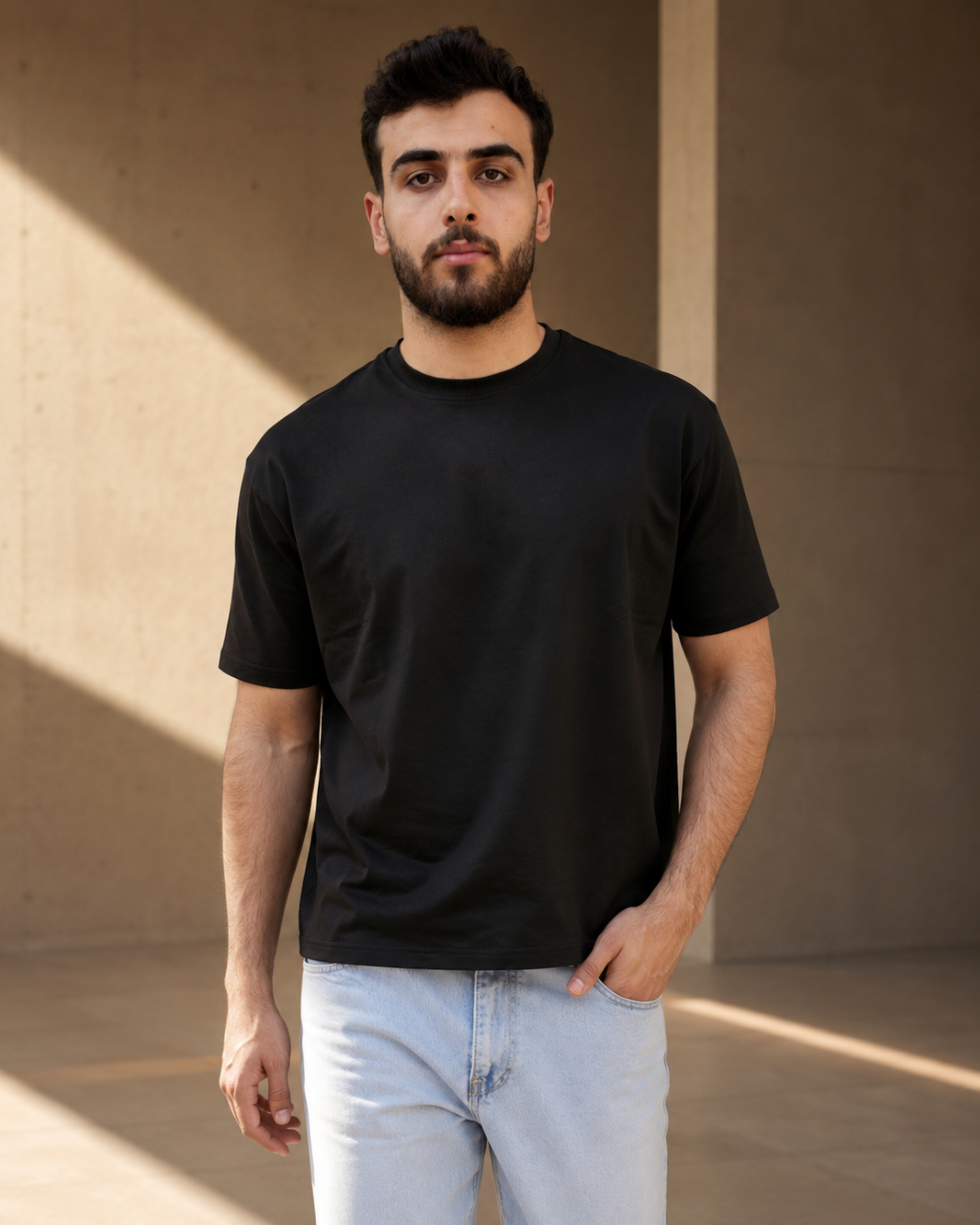 VELEN Black Boxy Cropped Tee